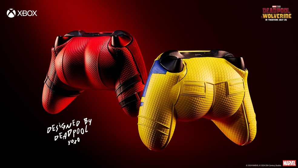 Controle de Xbox sem fim nas versões Deadpool e Wolverine — Foto: Divulgação/Xbox