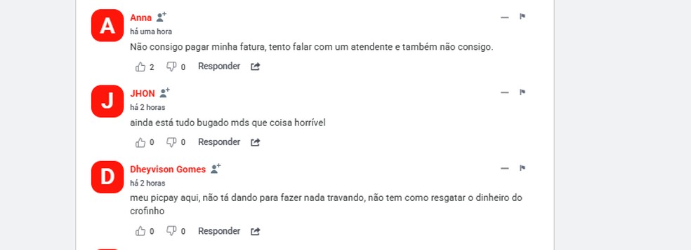 Relatos no Downdetector sobre instabilidade no PicPay (05/03) — Foto: Reprodução/DownDetector