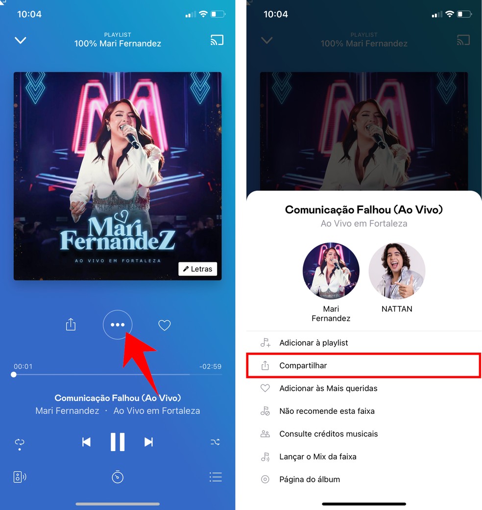 Deezer permite compartilhar músicas do aplicativo — Foto: Reprodução/Rodrigo Fernandes
