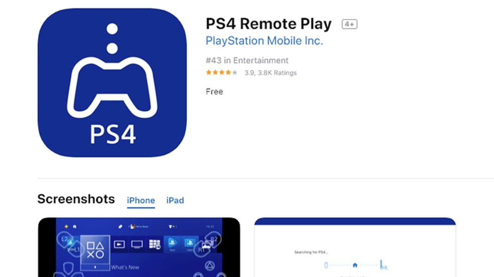 Baixe o App PS4 Remote Play para conectar seu smartphone ao PlayStation 4 — Foto: Reprodução/Rafael Monteiro