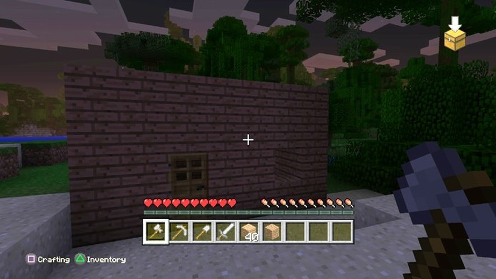 A criação de um abrigo é parte essencial para sobreviver em Minecraft — Foto: Reprodução/Rafael Monteiro