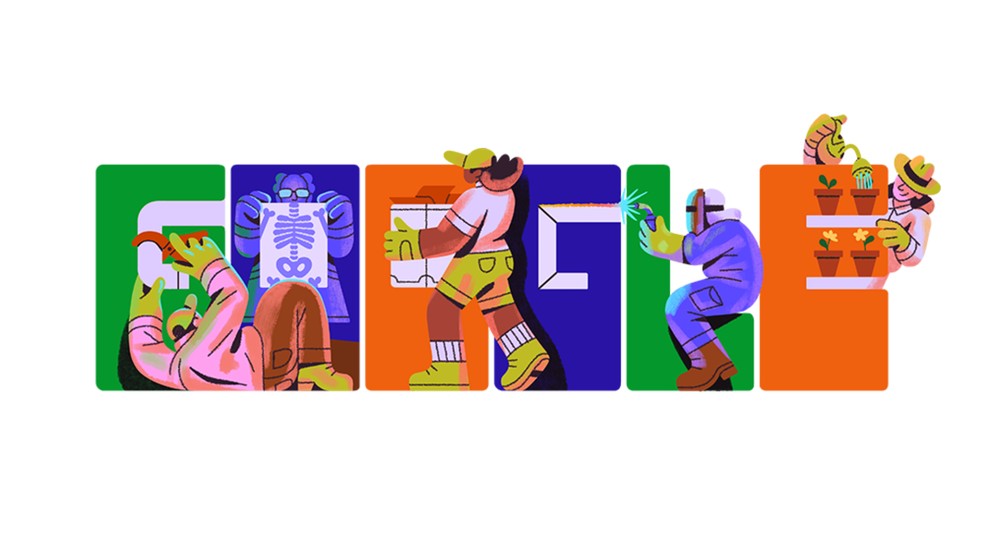 Dia do Trabalho 2024: Google Doodle de hoje (1º) celebra trabalhadores — Foto: Reprodução/Google