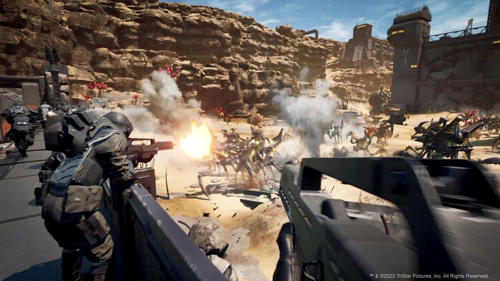 Starship Troopers: Extermination traz intensas batalhas multiplayer contra exércitos de insetos gigantes — Foto: Reprodução/Steam