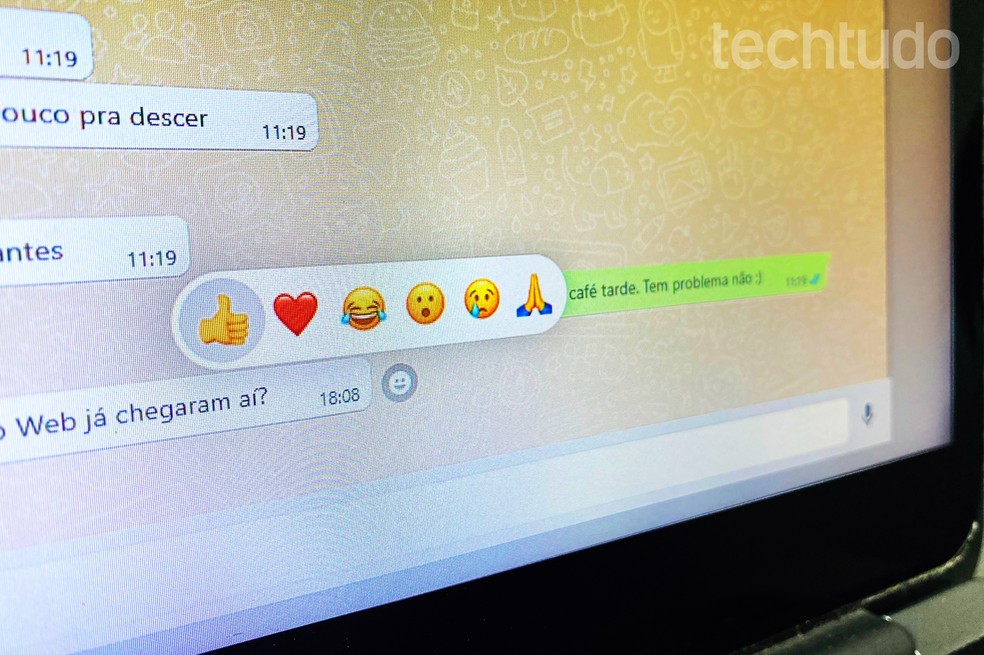 WhatsApp-Web-reações — Foto: Rodrigo Fernandes/TechTudo