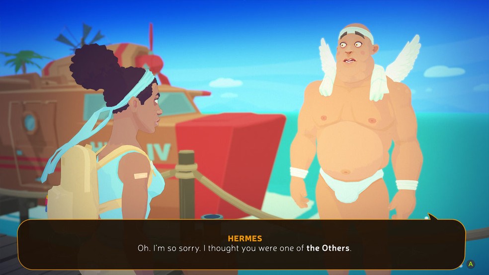 Em Mythwrecked: Ambrosia Island usuários irão conversar com deuses da mitologia grega e ajudá-los a recuperar suas memórias — Foto: Reprodução/Steam