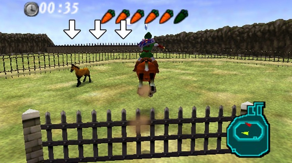 Uma pessoa andando a cavalo está pulando uma cerca.