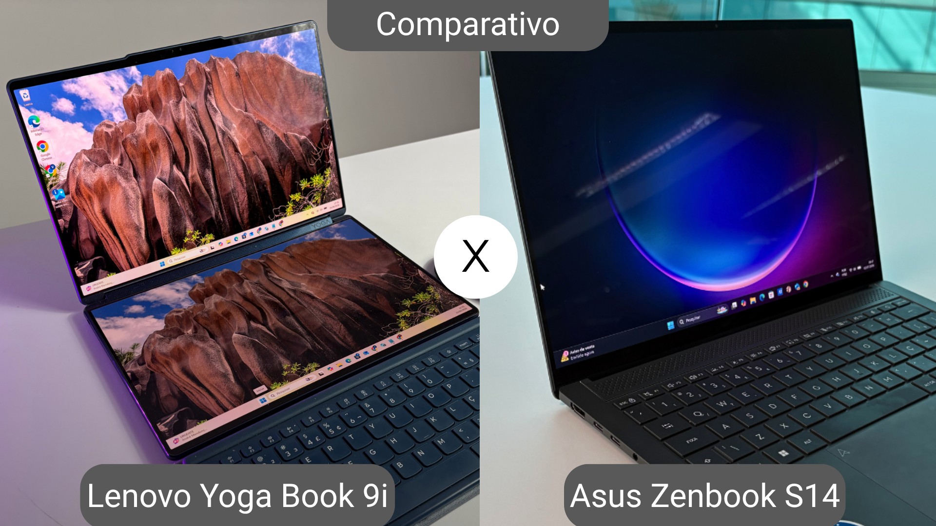 Qual notebook é melhor: Zenbook S14 ou Yoga Book 9i? Testamos e contamos