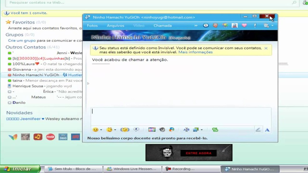 Houve um tempo em que o uso do MSN Messenger era praticamente unanimidade — Foto: Reprodução