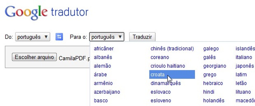 Usar o Google Tradutor em Arquivo PDF