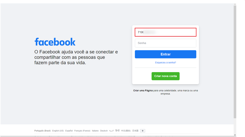 Configurar login do Facebook na plataforma Modelo
