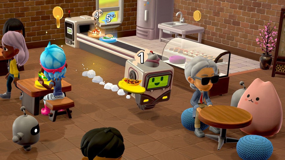 Rolling Hills: Make Sushi, Make Friends é um simpático simulador sobre um robô que administra um restaurante de sushi — Foto: Reprodução/Steam