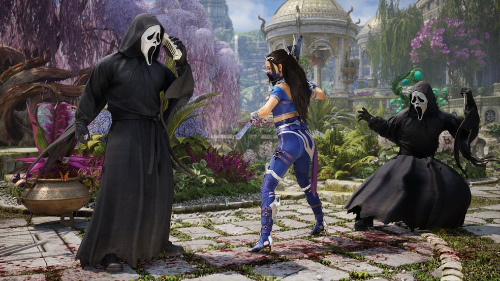 Ghostface, assassino da série de filmes Pânico, chega a Mortal Kombat 1 como lutador convidado do Kombat Pack 2 — Foto: Reprodução/PlayStation Blog