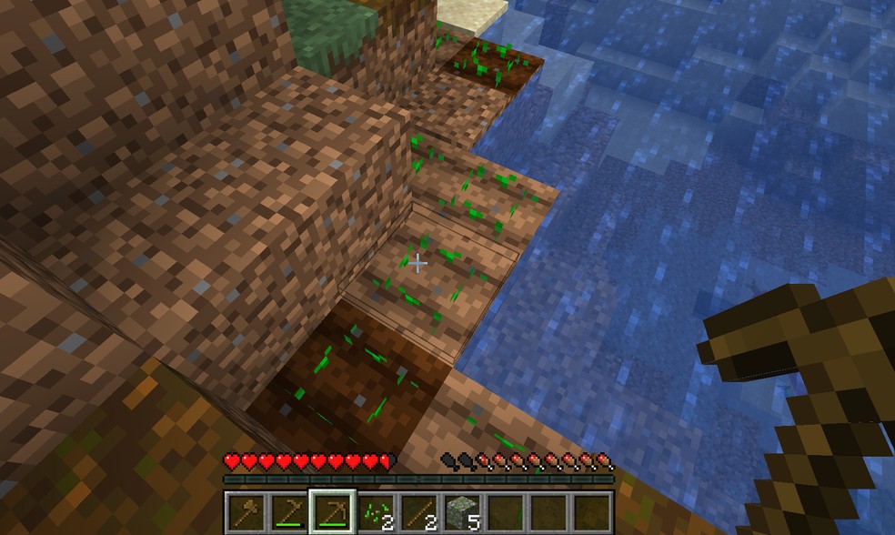 Plante e colha trigos no Minecraft para criar pão — Foto: Reprodução/Felipe Vinha