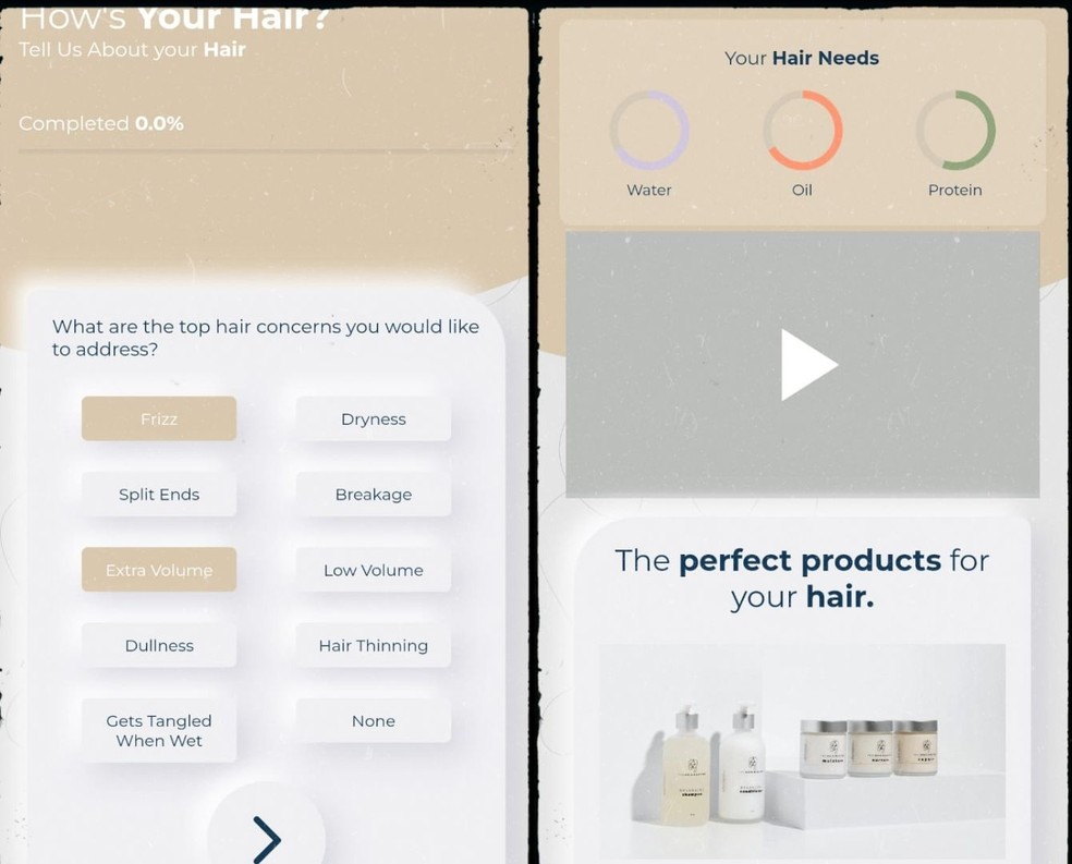App Hair Routine mostra produtos e tratamentos aconselhados para cada tipo de cabelo — Foto: Reprodução/Gisele Souza