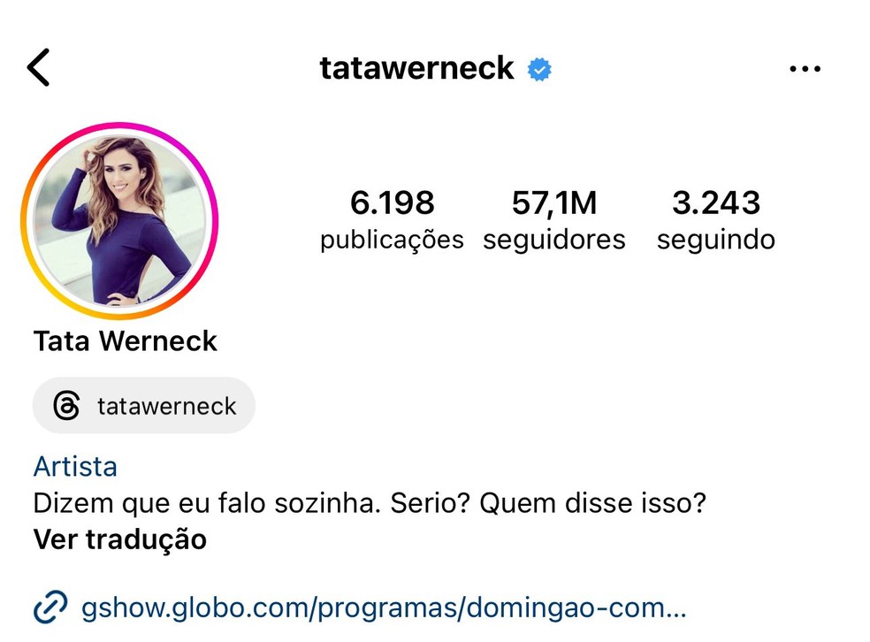 Tatá Werneck é a sexta mais seguida no Brasil — Foto: Reprodução/Instagram