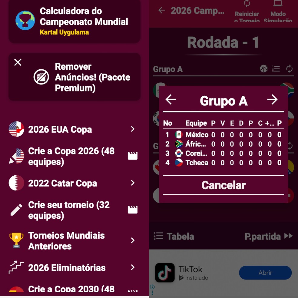  Reprodução/ Copa do Mundo 2026 Simulador