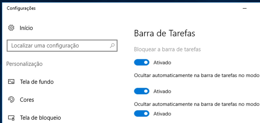 Desativando o ocultar da barras de tarefas