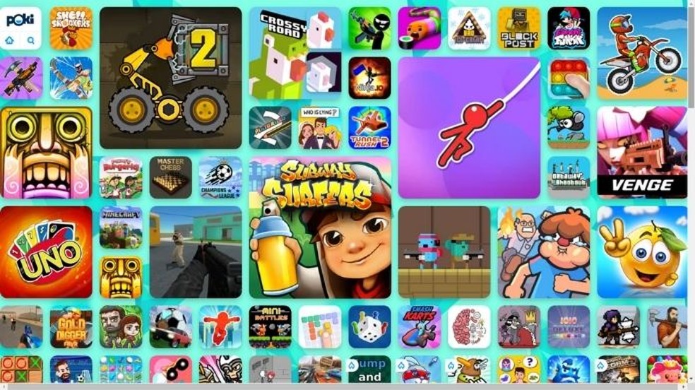 A página inicial de Poki traz diversos títulos conhecidos, como Subway Surfers — Foto: Divulgação/Poki