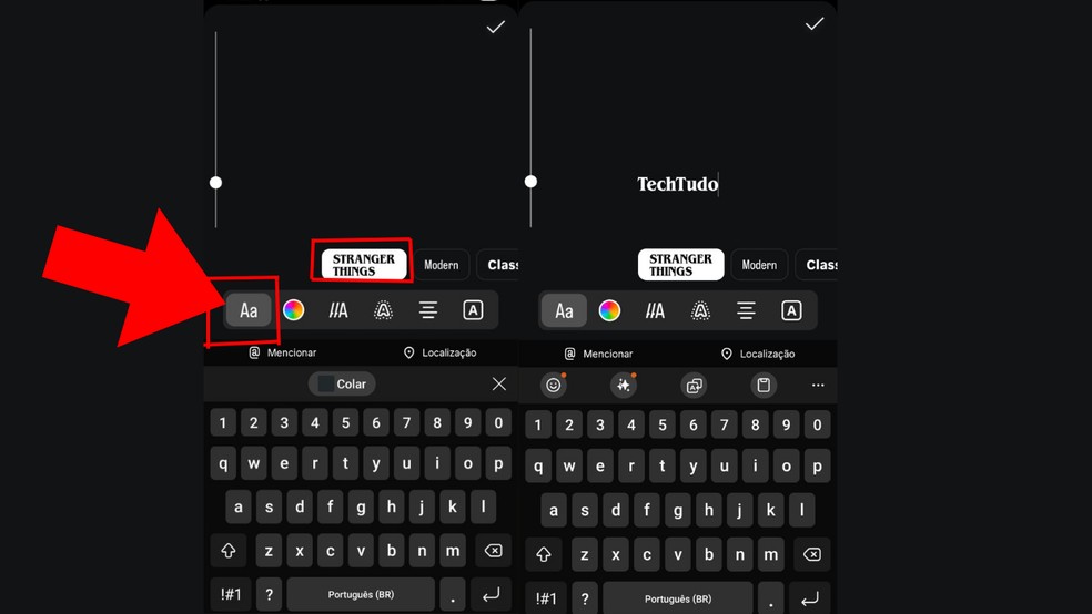 A nova fonte de Stranger Things está disponível desde o dia 23/11 para os usuários do Instagram — Foto: Reprodução/Luã Souza