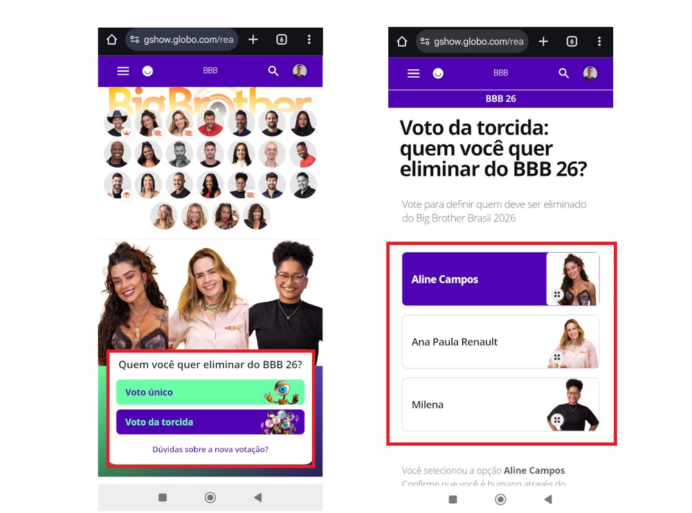 Como votar no Primeiro Paredão do BBB 26: veja passo a passo