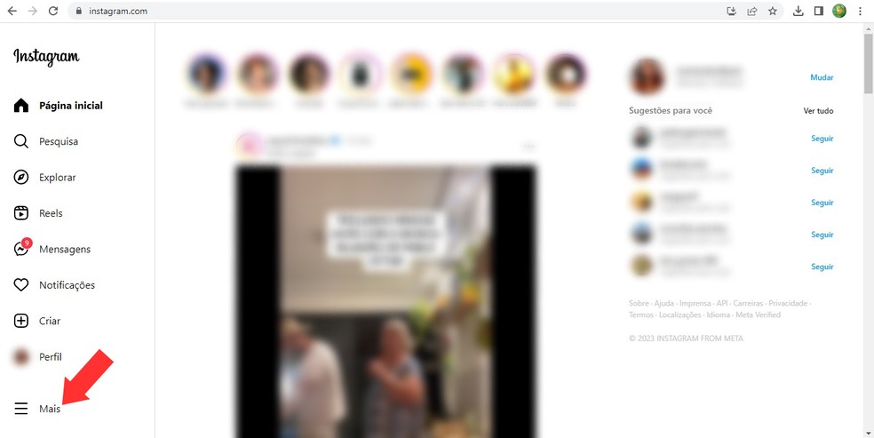 Passo a passo para privar um perfil do Instagram é diferente na versão web da rede social — Foto: Reprodução/Mariana Tralback