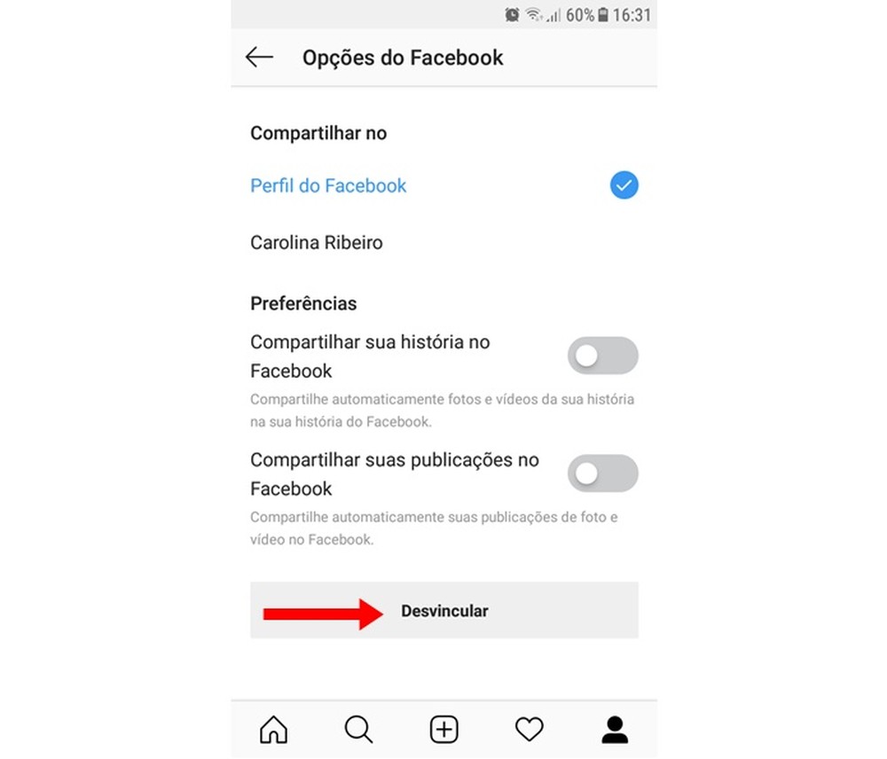 Como desvincular Instagram do Facebook