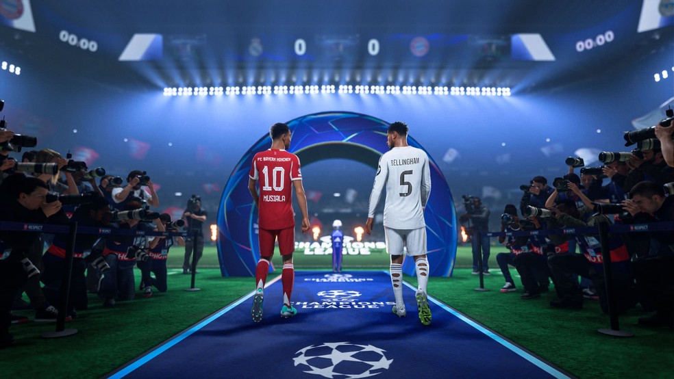 Bellingham e Musiala compõem a capa principal do EA FC 26 — Foto: Divulgação/Electronic Arts