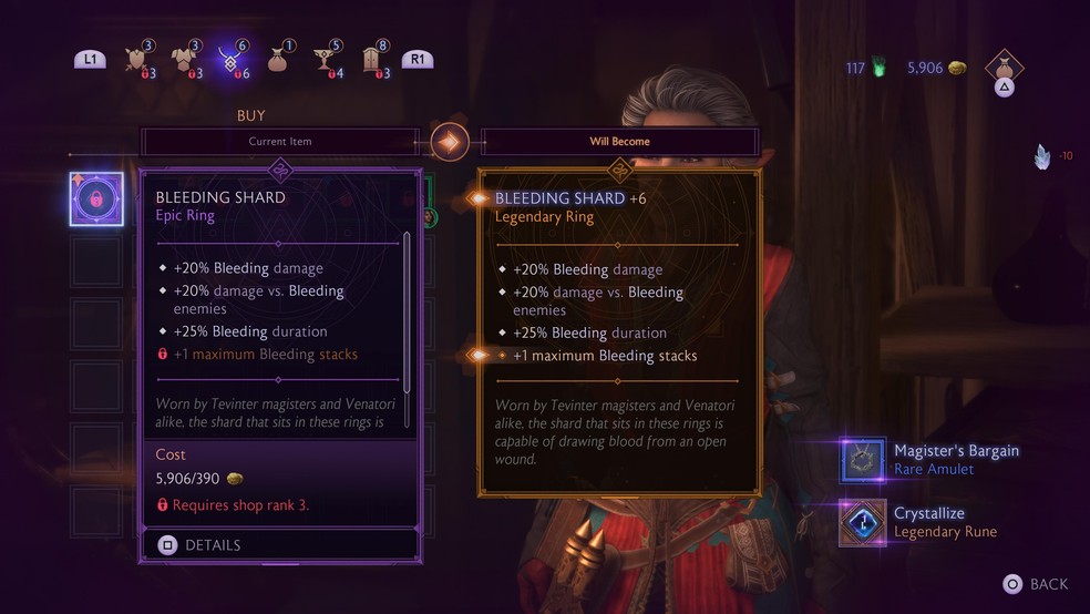 Dragon Age: The Veilguard - Itemização simplificada favorece diferentes estilos de jogo — Foto: Reprodução/Daniel Trefilio