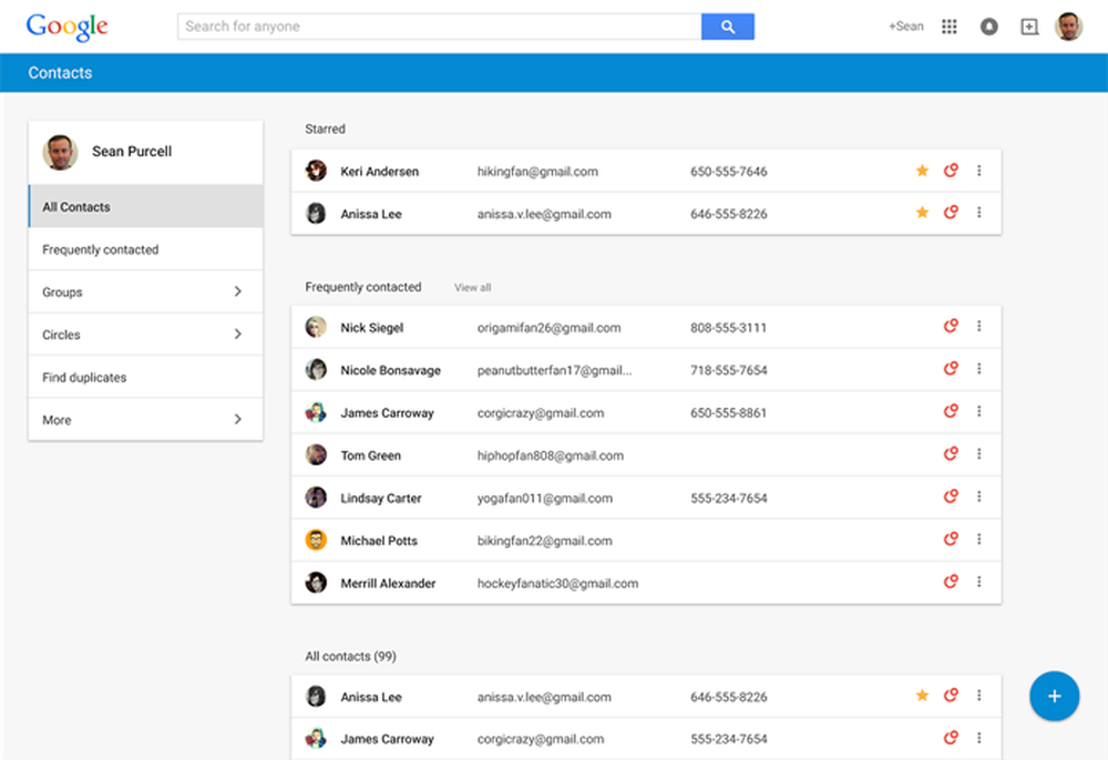 Google Contatos reúne e-mails e telefones com visual que lembra Google+