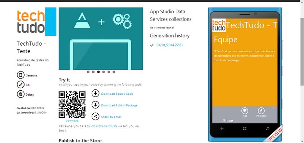 Aplicativo que cria aplicativos e jogos para Windows Phone