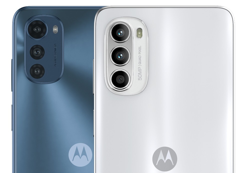 Moto G52 tem três câmeras traseiras — Foto: Divulgação/Motorola