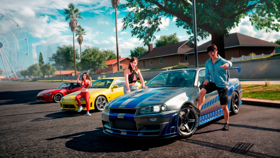 Em Drive Zone, você pode simular a customização de carros famosos da cultura pop, como o clássico Skyline de Brian O'Conner  — Foto: Reprodução/Google Play Store