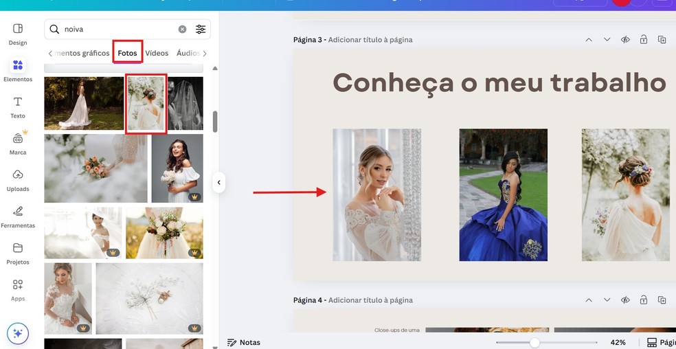 Crie uma galeria para mostrar o trabalho realizado ou insira fotos de referência — Foto: Reprodução/Thaisi Carvalho