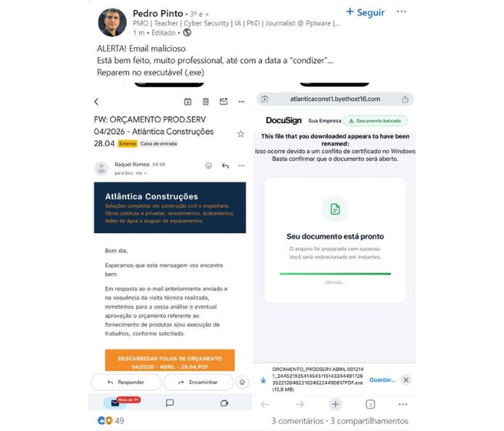  Reprodução/Pedro Pinto/LinkedIn