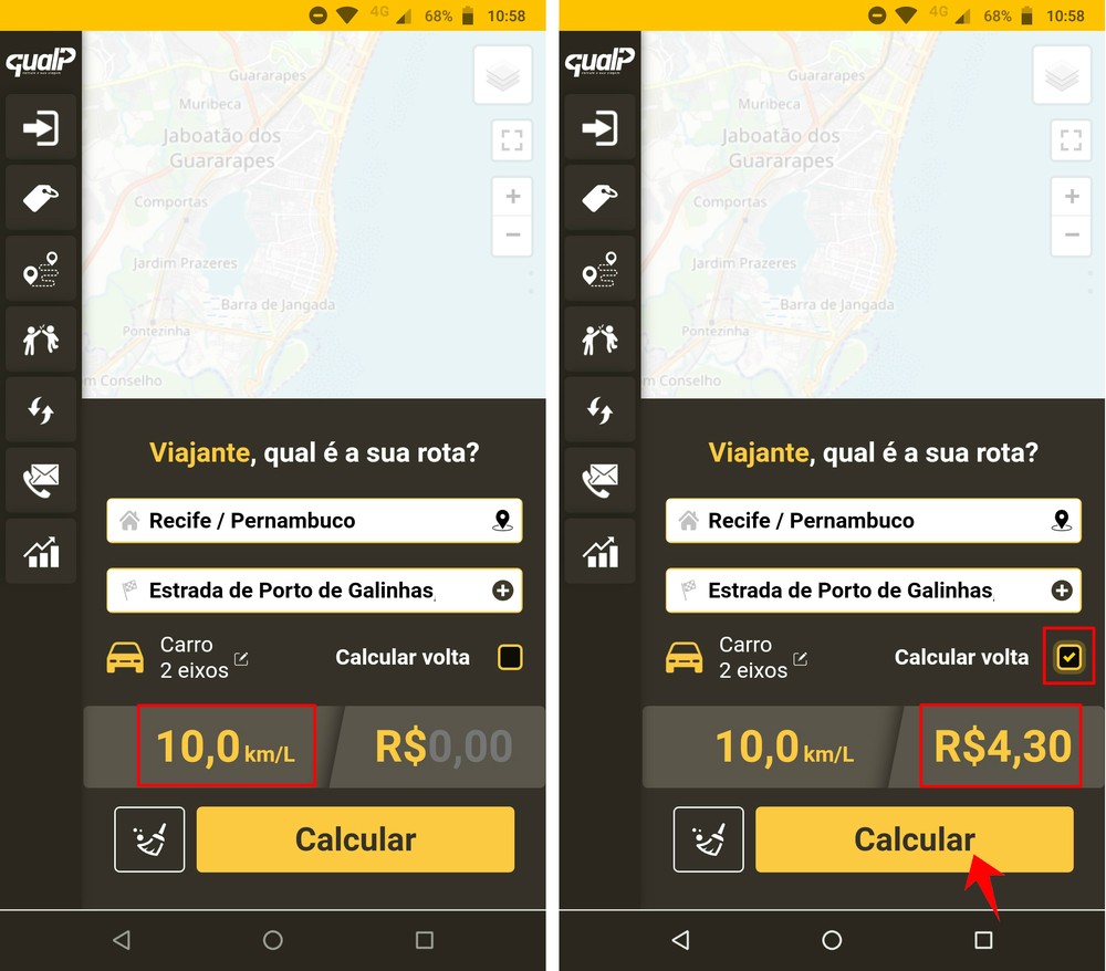 Como calcular pedágio e combustível com o aplicativo QualP