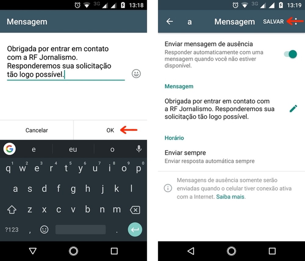Como personalizar mensagens de saudação e de ausência no WhatsApp Business