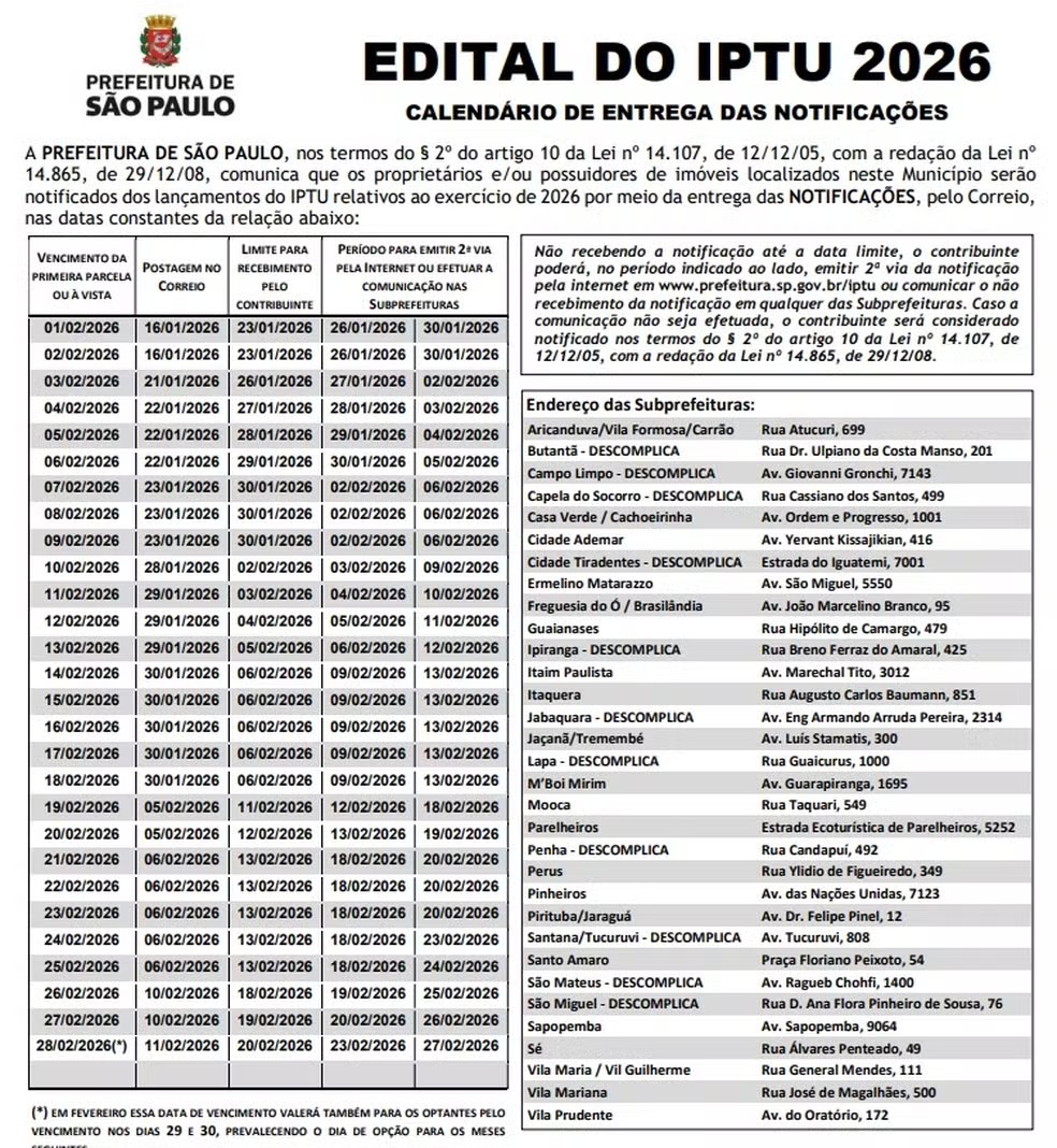  Reprodução/Prefeitura de São Paulo