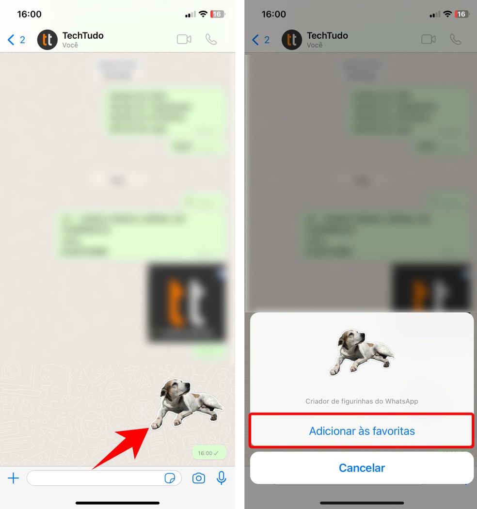 É possível criar figurinha no WhatsApp e salvar para usar depois — Foto: Reprodução/Rodrigo Fernandes