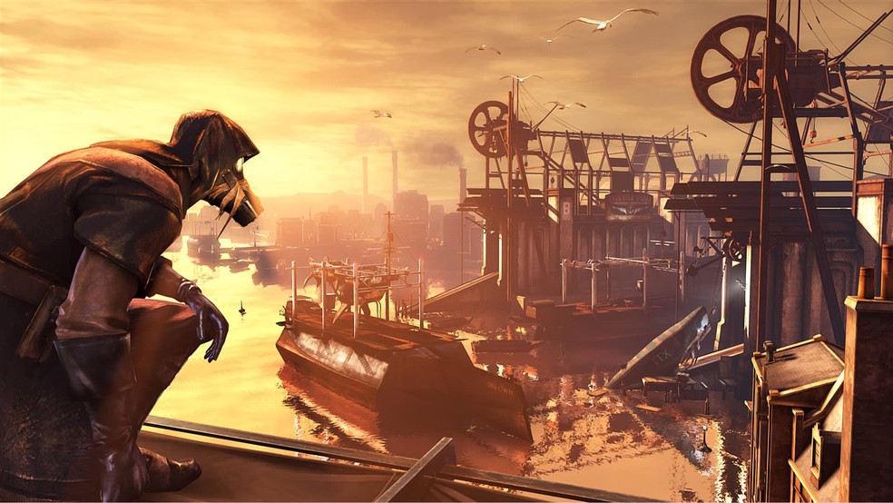 Lançado originalmente em 2012, Dishonored teve inspirações na estética steampunk — Foto: Reprodução/Steam