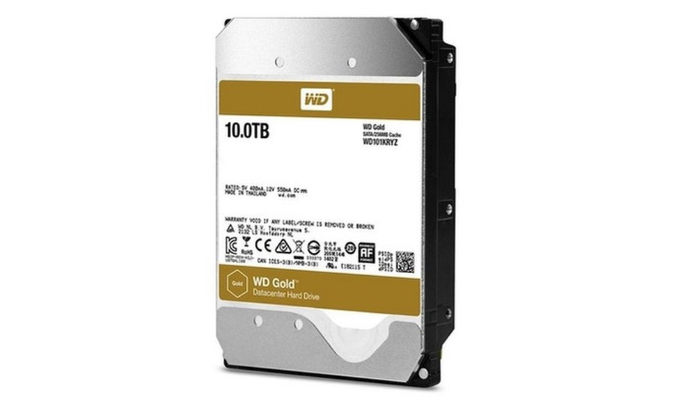 WD Gold, HD com 10 TB de armazenamento  — Foto: Divulgação/Western Digital