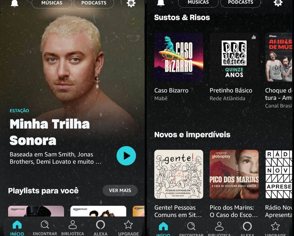 Serviço do Amazon Music tem reprodução de músicas, playlists personalizadas e podcasts — Foto: Reprodução/Gisele Souza
