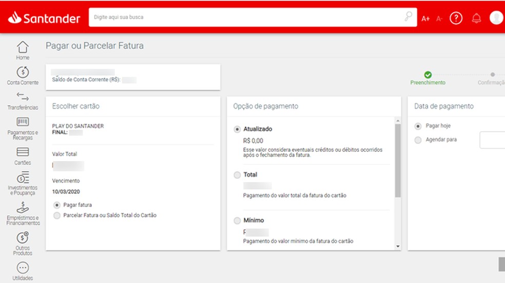 Banco Santander Internet Banking Particulares