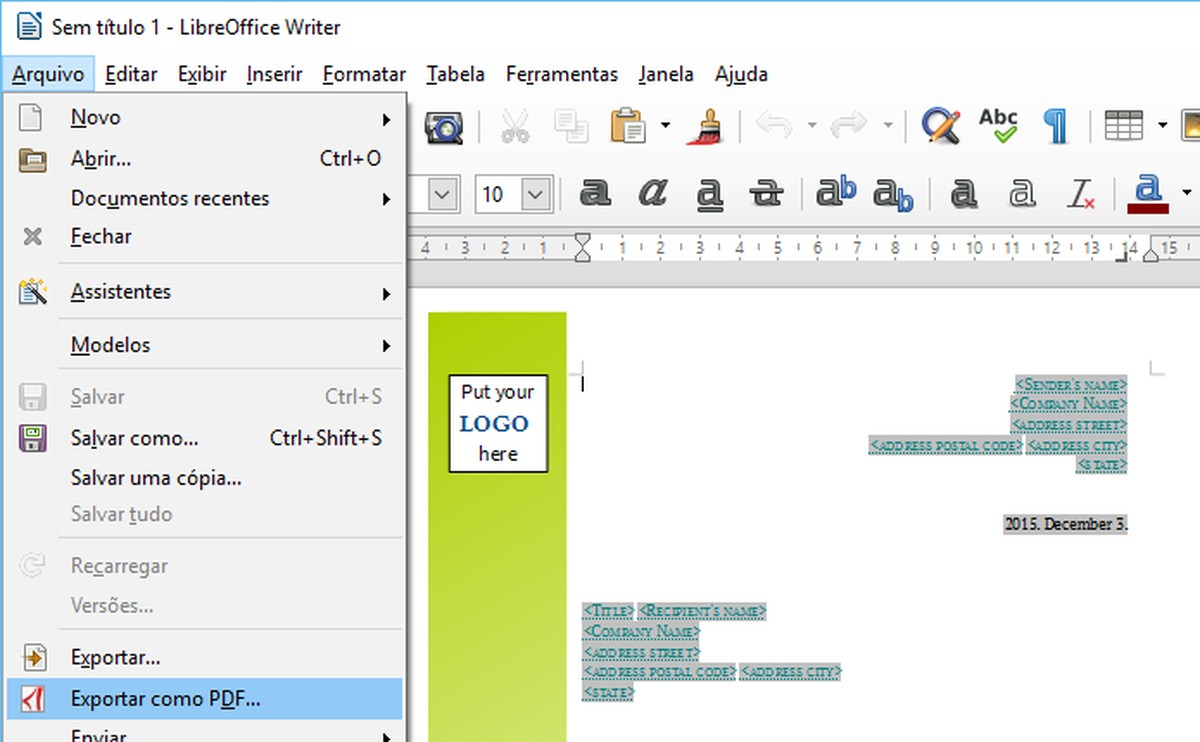 Como salvar e exportar PDF no LibreOffice