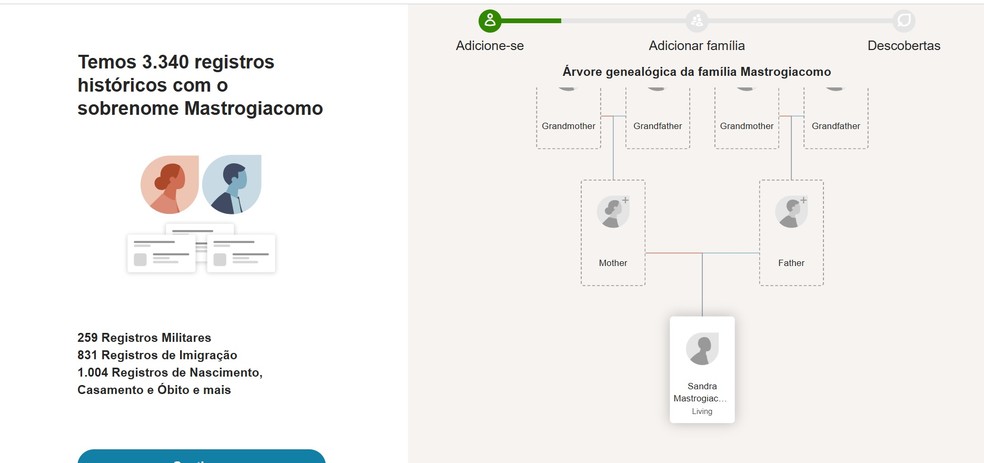 Possibilidade de criar árvore genealógica — Foto: Sandra Mastrogiacomo / TechTudo
