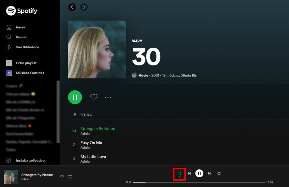 Spotify tira modo 'aleatório' do botão play nos álbuns após pedido de Adele, Tecnologia