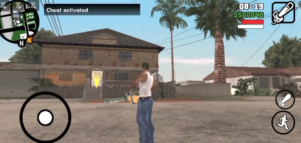 Basta digitar o código da trapaça e ela será ativada dentro do GTA San Andreas para Android — Foto: Luccas Melo/TechTudo