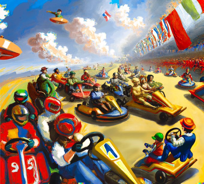 Campeonato Mundial de Mario Kart por Jacques-Louis David — Foto: Reprodução/Dall-E 2