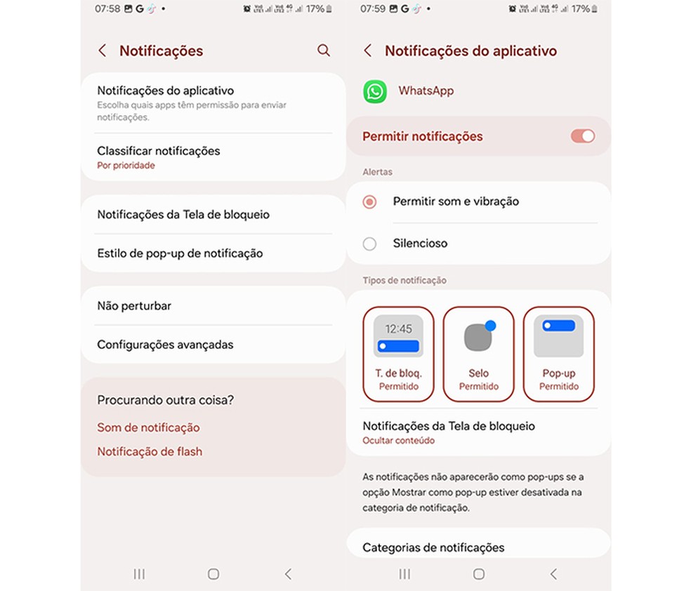 Acesse o WhatsApp nas "Configurações" do Android para configurar os avisos do app — Foto: Reprodução/Marcela Franco