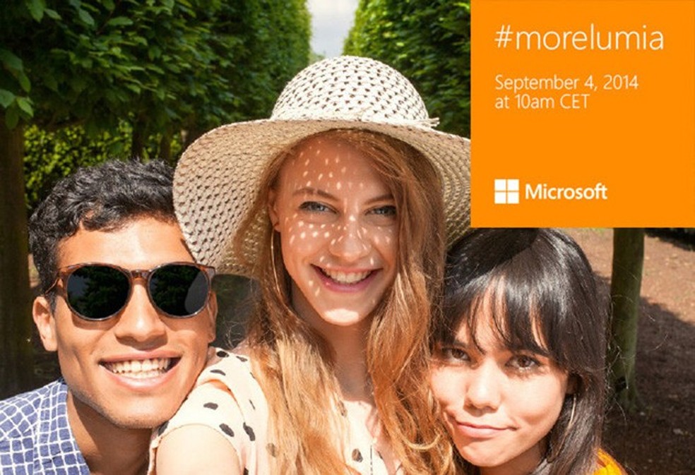 Microsoft divulgou convite supostamente fotografado com a câmera frontal do Lumia 730 (Foto: Divulgação/Microsoft) — Foto: TechTudo