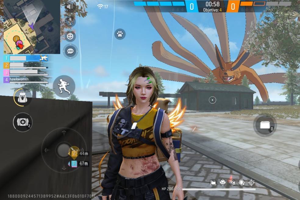 A colaboração entre Free Fire e Naruto Shippuden está disponível nos modos Battle Roayle e Contra Squad — Foto: Reprodução/Pietra Gomes